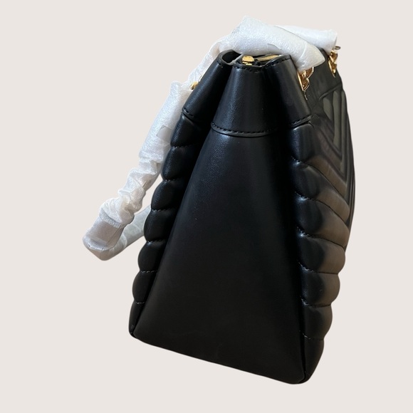 MICHAEL Michael Kors Whitney Black Quilted Gold Chain-Handle Shoulder Tote - Picture 8 of 15